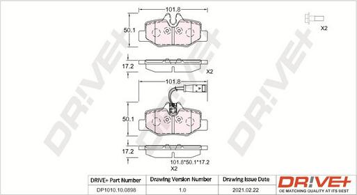 Dr!ve+ DP1010.10.0898 - Гальмівні колодки, дискові гальма autocars.com.ua