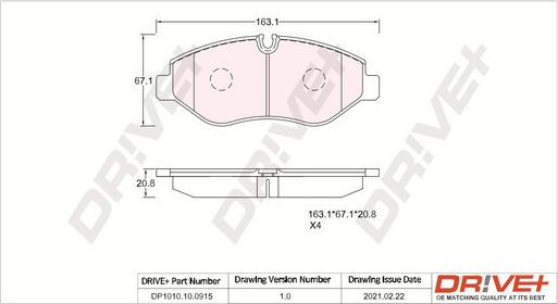 Dr!ve+ DP1010.10.0915 - Гальмівні колодки, дискові гальма autocars.com.ua