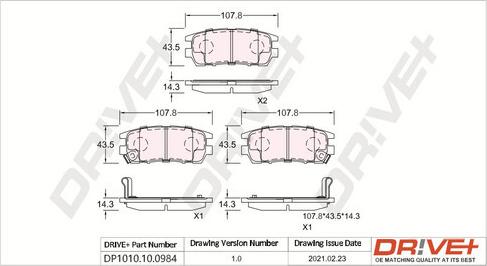 Dr!ve+ DP1010.10.0984 - Гальмівні колодки, дискові гальма autocars.com.ua