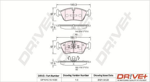 Dr!ve+ DP1010.10.1039 - Гальмівні колодки, дискові гальма autocars.com.ua