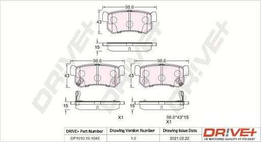 Dr!ve+ DP1010.10.1049 - Гальмівні колодки, дискові гальма autocars.com.ua