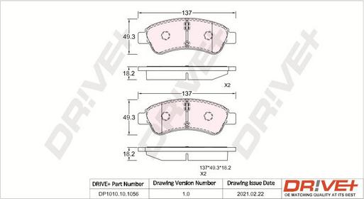 Dr!ve+ DP1010.10.1056 - Гальмівні колодки, дискові гальма autocars.com.ua