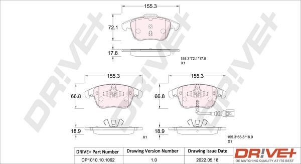 Dr!ve+ DP1010.10.1062 - Гальмівні колодки, дискові гальма autocars.com.ua