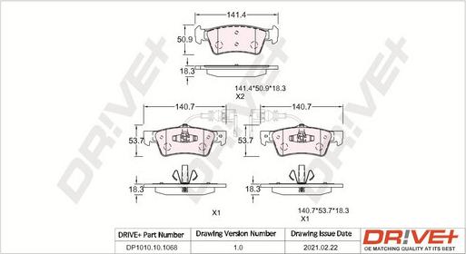 Dr!ve+ DP1010.10.1068 - Гальмівні колодки, дискові гальма autocars.com.ua