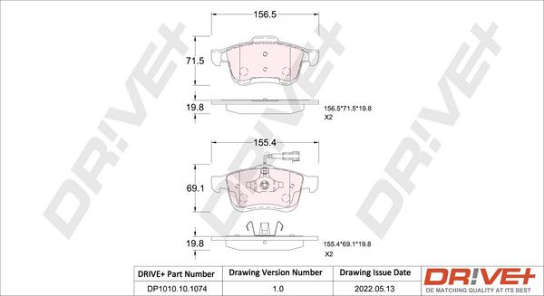 Dr!ve+ DP1010.10.1074 - Гальмівні колодки, дискові гальма autocars.com.ua