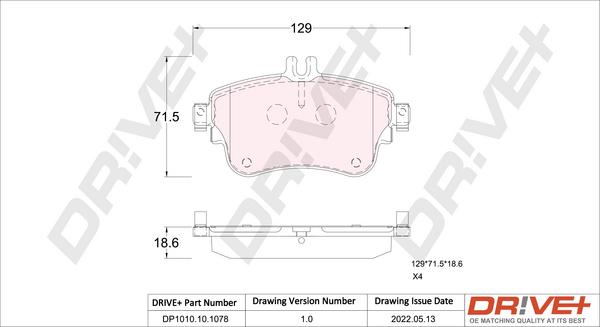 Dr!ve+ DP1010.10.1078 - Гальмівні колодки, дискові гальма autocars.com.ua