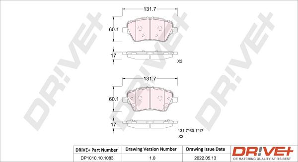 Dr!ve+ DP1010.10.1083 - Гальмівні колодки, дискові гальма autocars.com.ua