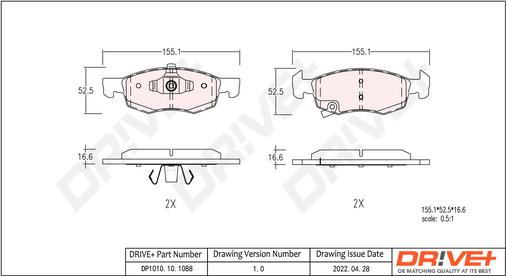 Dr!ve+ DP1010.10.1088 - Гальмівні колодки, дискові гальма autocars.com.ua