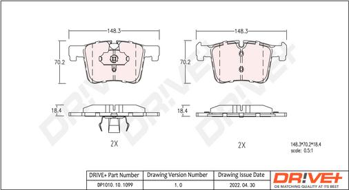 Dr!ve+ DP1010.10.1099 - Гальмівні колодки, дискові гальма autocars.com.ua