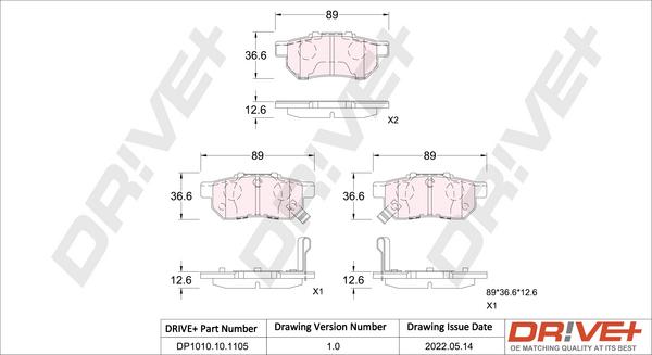 Dr!ve+ DP1010.10.1105 - Тормозные колодки, дисковые, комплект autodnr.net