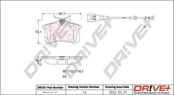 Dr!ve+ DP1010.10.1121 - Гальмівні колодки, дискові гальма autocars.com.ua