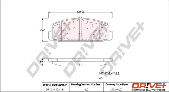 Dr!ve+ DP1010.10.1134 - Гальмівні колодки, дискові гальма autocars.com.ua