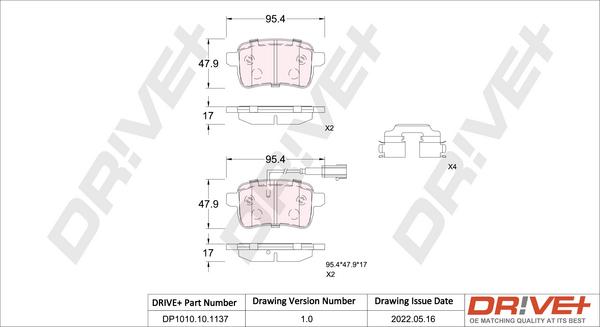 Dr!ve+ DP1010.10.1137 - Гальмівні колодки, дискові гальма autocars.com.ua