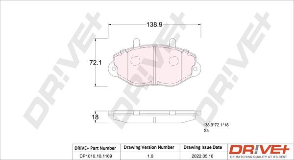 Dr!ve+ DP1010.10.1169 - Гальмівні колодки, дискові гальма autocars.com.ua