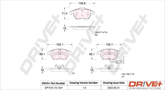 Dr!ve+ DP1010.10.1221 - Тормозные колодки, дисковые, комплект autodnr.net