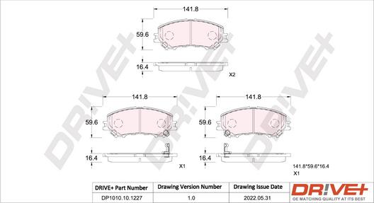 Dr!ve+ DP1010.10.1227 - Гальмівні колодки, дискові гальма autocars.com.ua