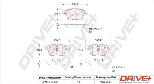 Dr!ve+ DP1010.10.1231 - Тормозные колодки, дисковые, комплект autodnr.net