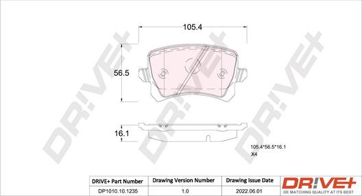 Dr!ve+ DP1010.10.1235 - Тормозные колодки, дисковые, комплект autodnr.net