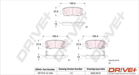 Dr!ve+ DP1010.10.1244 - Гальмівні колодки, дискові гальма autocars.com.ua