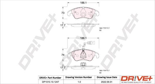 Dr!ve+ DP1010.10.1247 - Тормозные колодки, дисковые, комплект autodnr.net