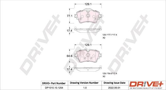 Dr!ve+ DP1010.10.1254 - Гальмівні колодки, дискові гальма autocars.com.ua