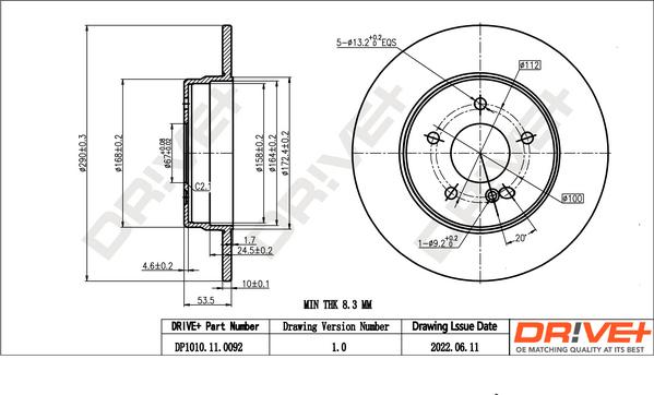 Dr!ve+ DP1010.11.0092 - Гальмівний диск autocars.com.ua