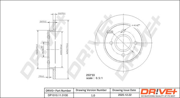 Dr!ve+ DP1010.11.0100 - Гальмівний диск autocars.com.ua