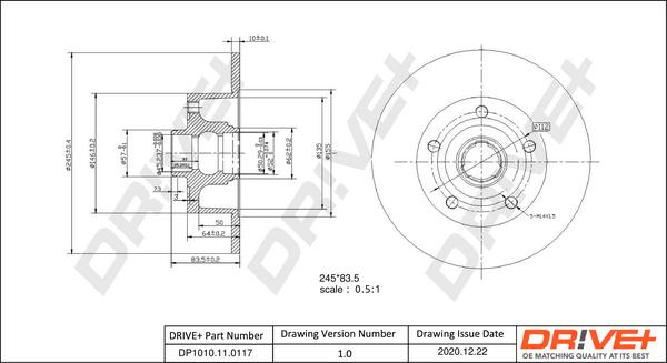 Dr!ve+ DP1010.11.0117 - Гальмівний диск autocars.com.ua