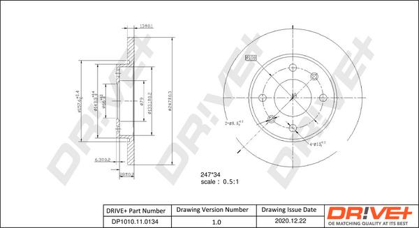 Dr!ve+ DP1010.11.0134 - Гальмівний диск autocars.com.ua