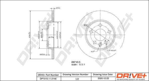 Dr!ve+ DP1010.11.0146 - Гальмівний диск autocars.com.ua