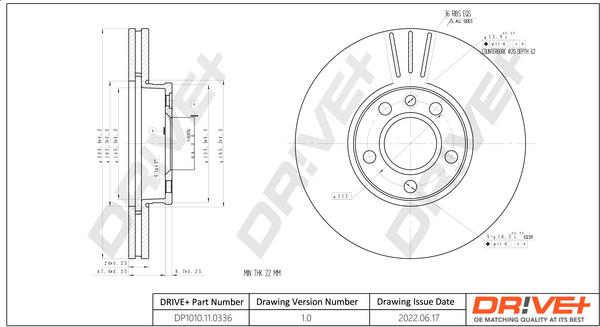 Dr!ve+ DP1010.11.0336 - Гальмівний диск autocars.com.ua