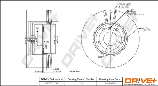 Dr!ve+ DP1010.11.0347 - Гальмівний диск autocars.com.ua