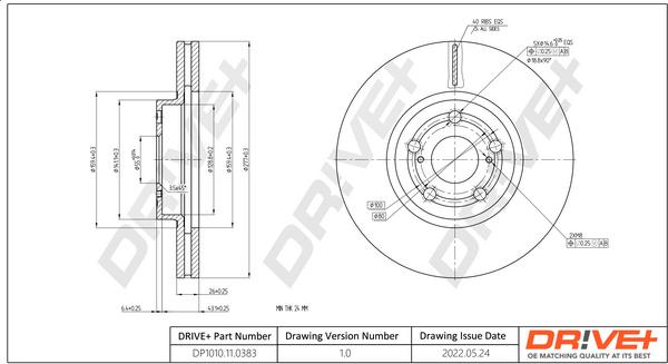 Dr!ve+ DP1010.11.0383 - Гальмівний диск autocars.com.ua