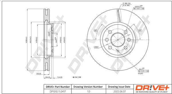 Dr!ve+ DP1010.11.0417 - Гальмівний диск autocars.com.ua