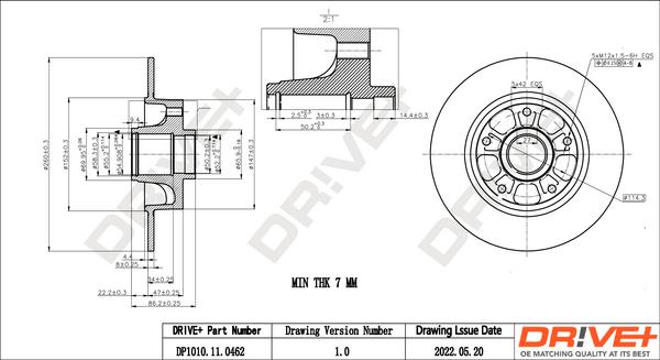 Dr!ve+ DP1010.11.0462 - Гальмівний диск autocars.com.ua