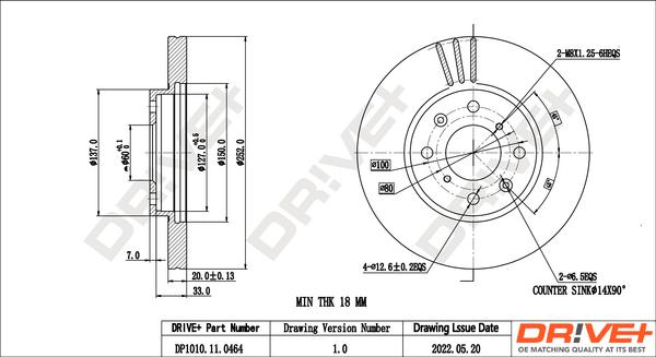 Dr!ve+ DP1010.11.0464 - Гальмівний диск autocars.com.ua