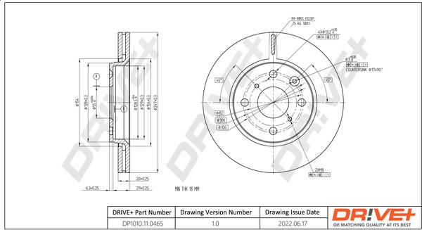 Dr!ve+ DP1010.11.0465 - Гальмівний диск autocars.com.ua