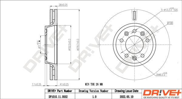 Dr!ve+ DP1010.11.0552 - Гальмівний диск autocars.com.ua