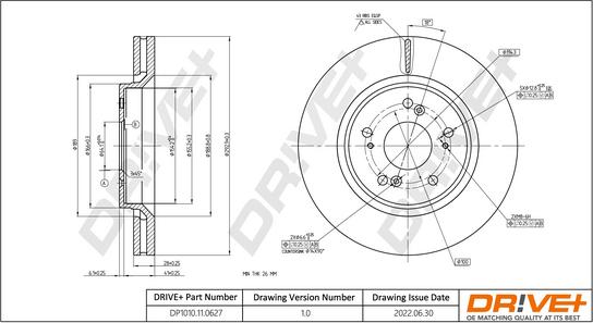 Dr!ve+ DP1010.11.0627 - Гальмівний диск autocars.com.ua