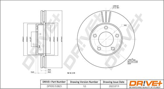 Dr!ve+ DP1010.11.0823 - Гальмівний диск autocars.com.ua