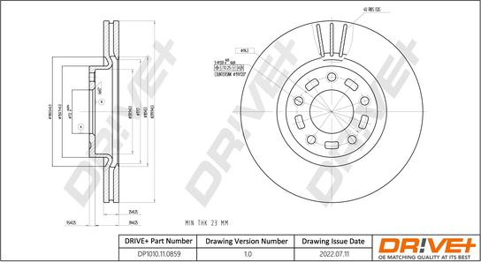 Dr!ve+ DP1010.11.0859 - Гальмівний диск autocars.com.ua