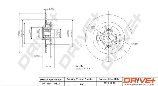 Dr!ve+ DP1010.11.0872 - Гальмівний диск autocars.com.ua