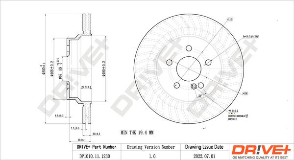 Dr!ve+ DP1010.11.1230 - Гальмівний диск autocars.com.ua