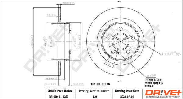 Dr!ve+ DP1010.11.1390 - Гальмівний диск autocars.com.ua