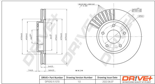 Dr!ve+ DP1010.11.1570 - Гальмівний диск autocars.com.ua