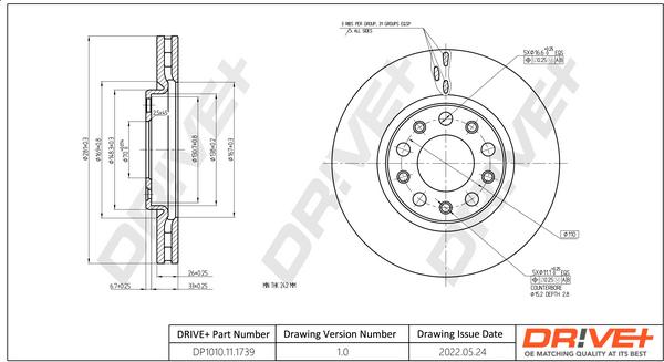 Dr!ve+ DP1010.11.1739 - Гальмівний диск autocars.com.ua