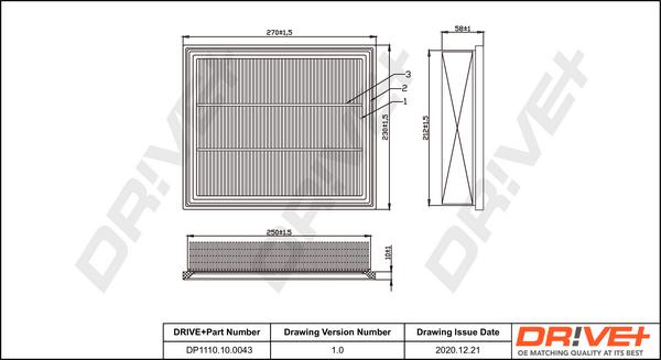 Dr!ve+ DP1110.10.0043 - Повітряний фільтр autocars.com.ua