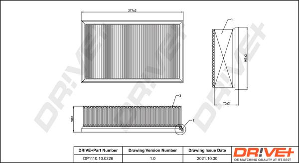 Dr!ve+ DP1110.10.0226 - Повітряний фільтр autocars.com.ua