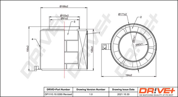 Dr!ve+ DP1110.10.0265 - Воздушный фильтр autodnr.net