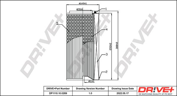 Dr!ve+ DP1110.10.0269 - Повітряний фільтр autocars.com.ua